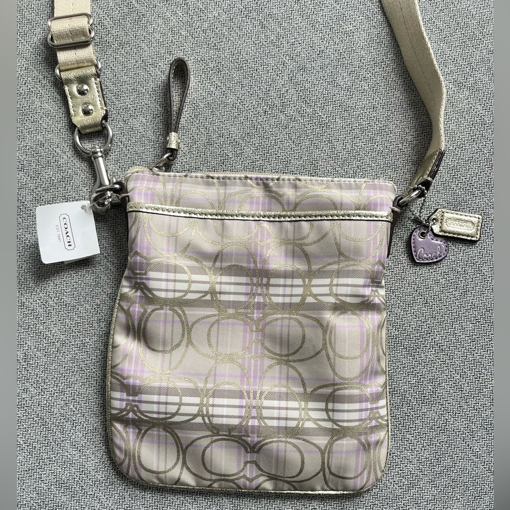 NWT Coach Pastel Signature Tartan Plaid Small Crossbody